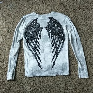 Grey long sleeve medium Affliction shirt